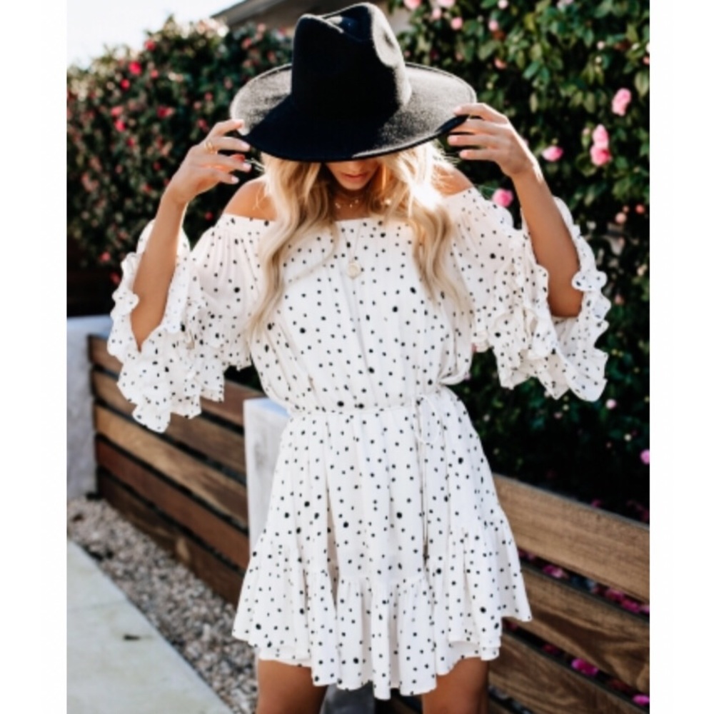 Vici Enchanted Off The Shoulder Polka Dot Dress